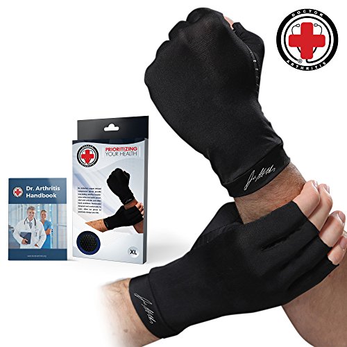 Product Cover Doctor Developed Copper Arthritis Gloves/Compression Gloves and Doctor Written Handbook -Relieve Arthritis Symptoms, Raynauds Disease & Carpal Tunnel (L)