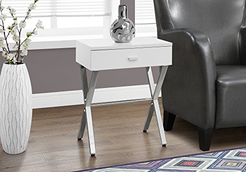 Product Cover Monarch Specialties Chrome Metal Night Stand Accent Table, 22.00 x 12.00 x 18.00