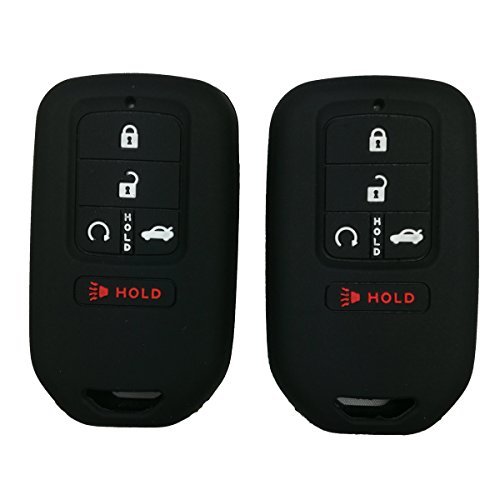 Product Cover 2Pcs Coolbestda Silicone Full Protective Key Fob Remote Cover Case Skin Jacket for A2C81642600 2015 2016 2017 Honda Civic Accord Pilot CR-V 5 Buttons Smart Key Black