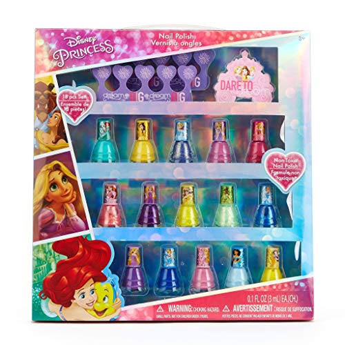 Product Cover Townley Girl Disney Princess Non-Toxic Peel-Off Nail Polish Set for Girls, Glittery and Opaque Colors, Ages 3+ 15 Pack