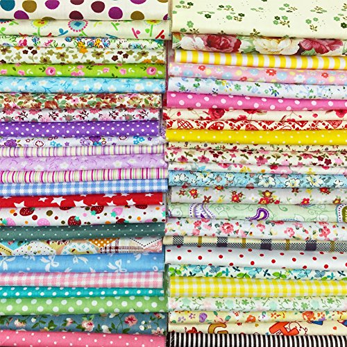 Product Cover flic-flac 200pcs 4 x 4 inches (10cmx10cm) Cotton Craft Fabric Bundle Squares Patchwork Lint DIY Sewing Scrapbooking Quilting Dot Pattern Artcraft