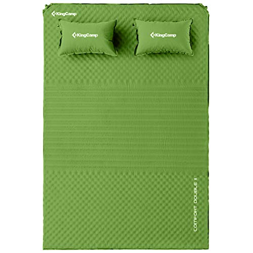 Product Cover KingCamp Triple Zone Comfort Double Self Inflating 75D Micro Brushed Sleeping Pad Mattress with 2 Pillows (Green)