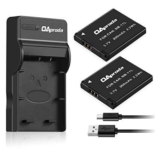 Product Cover (2 Batteries+ Charger ) NB-11L : OAproda 2 Pack NB-11L Batteries and Ultra Thin Micro USB Charger for Canon NB-11LH and Canon PowerShot A2300 IS, A2400 IS, A2500, A2600, A3500 IS, A4000 IS, ELPH 110 HS ,115 HS,130 HS,320 HS,SX400 IS