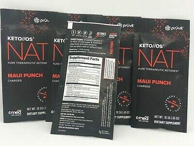 Product Cover KETO//OS NAT Maui Punch CHARGED, BHB Salts Ketogenic Supplement - Beta Hydroxybutyrates Exogenous Ketones for Fat Loss, Workout Energy Boost and Weight Management through Fast Ketosis, 3 Sachets