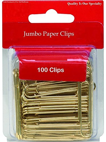 Product Cover 1InTheOffice Jumbo Paper Clips, Gold, Smooth, 100/Pack