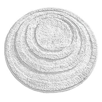 Product Cover White : mDesign Round Microfiber Non-Slip Bathroom Mat/Rug for Bathroom, Vanity, Bathtub/Shower, Dorm Room - 24