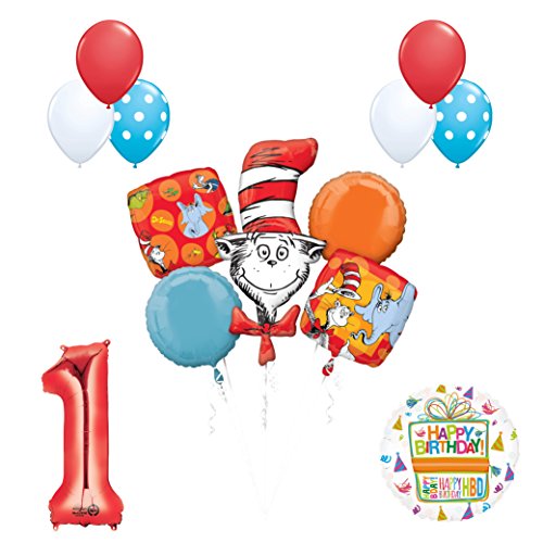 Product Cover Mayflower Products 13 pc Dr Seuss Cat in The Hat 1st Birthday Party Balloon Supplies and Decorations