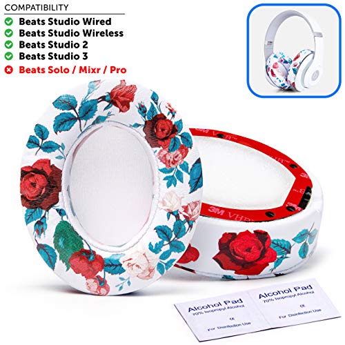 Product Cover Wicked Cushions Beats Replacement Ear pads - Compatible with Studio 2.0 Wired / Wireless Over Ear Headphones by Dr. Dre ONLY ( DOES NOT FIT SOLO 2.0 ) | White Floral