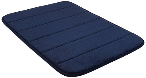 Product Cover Navy Blue Memory Foam Bath Mat-Incredibly Soft and Absorbent Rug, Cozy Velvet Non-Slip Mats Use for Kitchen or Bathroom (17 Inch x 24 Inch, Navy)