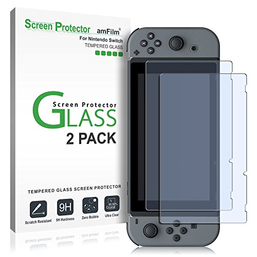 Product Cover amFilm Nintendo Switch Screen Protector (2 Pack), Premium Tempered Glass Screen Protector Film for Nintendo Switch (2017)