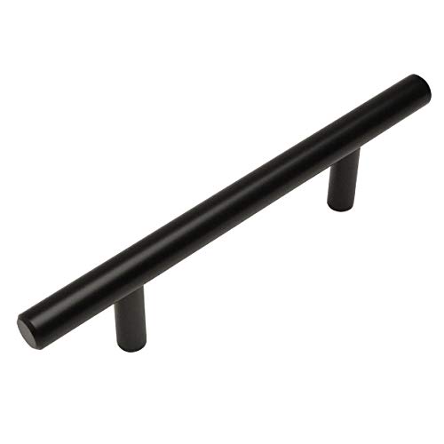 Product Cover 25 Pack - Cosmas 404-030FB Flat Black Solid Steel Construction 3/8 Inch Slim Line Euro Style Cabinet Hardware Bar Pull - 3