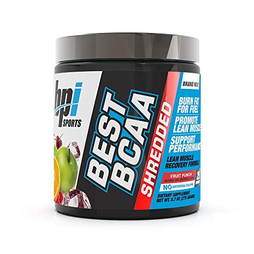 Product Cover BPI Sports Best BCAA Shredded - Caffeine-Free Thermogenic Recovery Formula - BCAA Powder - Lean Muscle Building - Accelerated Recovery - Weight Loss - Hydration - Fruit Punch - 25 Servings - 9.7 oz.