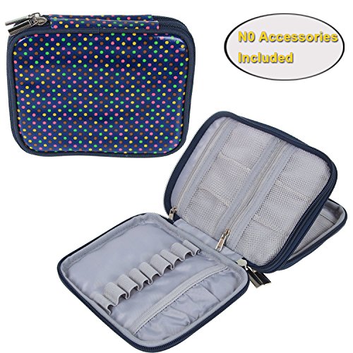 Product Cover Teamoy Crochet Hook Case, Organizer Zipper Bag with Web Pockets for Various Crochet Needles and Knitting Accessories, Well Made, Small Volume and Easy to Carry, Colorful Dots(No Accessories Included)