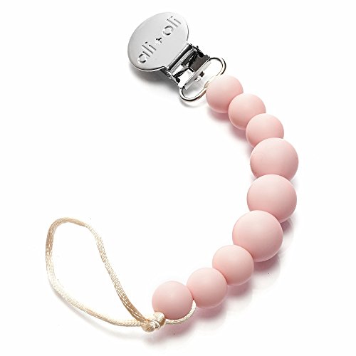 Product Cover Modern Pacifier Clip for Baby - 100% BPA Free Silicone Beads (Pastel Pink) Binky Holder for Newborn - Infant Baby Shower Gift - Universal fit MAM - Philips Avent