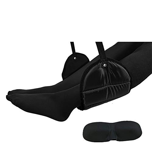 Product Cover Sleepy Ride - Airplane Footrest Made with Premium Memory Foam & Sleep Mask - Tested and Proven to Prevent Swelling and Soreness While Providing Relaxation and Comfort (Jet Black)