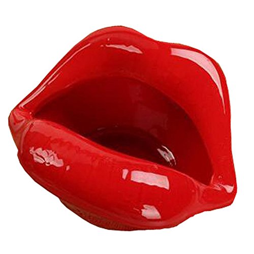 Product Cover Loghot Creative Ceramic Cigarette Ashtrays with Lips Style Fashion Home Decorations (Light Red)