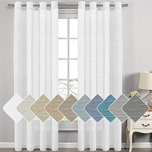 Product Cover H.VERSAILTEX Extra Long Linen Curtains Window Treatments for Living Room/Rich Linen Sheer Curtain Panels and Drapes, Classic Nickel Grommet Extra Long Curtains, 52 by 108 Inch, 2 Panels