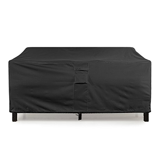 Product Cover KHOMO GEAR Large-Black GER-1080 Waterproof Heavy Duty Outdoor Lounge Loveseat Sofa Patio Cover, (88'' x 32.5'' x 33