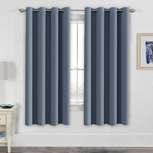 Product Cover H.VERSAILTEX Elegant Thermal Insulated Blackout Curtains - Nickel Grommet Window Drapes for Living Room/Bedroom - Stone Blue - 52