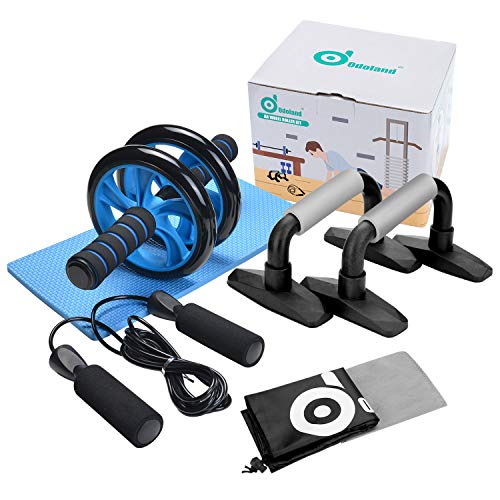 Product Cover Odoland 3-in-1 AB Wheel Roller Kit AB Roller Pro with Push-Up Bar, Jump Rope and Knee Pad - Perfect Abdominal Core Carver Fitness Workout for Abs - with Workout Guide