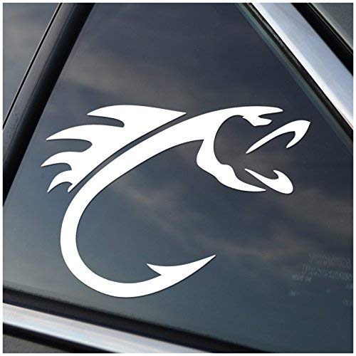 Product Cover Fish Hook Vinyl Fishing Car Window Decal Sticker White