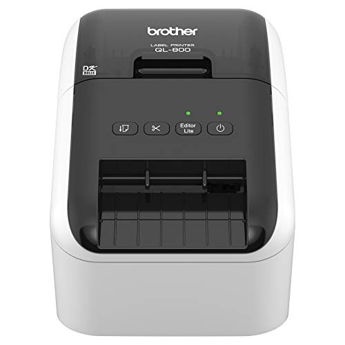 Product Cover Brother QL-800 High-Speed Professional Label Printer, Lightning Quick Printing, Plug & Label Feature, Brother Genuine DK Pre-Sized Labels, Multi-System Compatible - Black & Red Printing Available