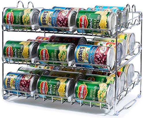 Product Cover Stackable Can Rack Organizer, Storage for 36 cans - Great for the Pantry Shelf, Kitchen Cabinet or Counter-top. Stack Another Set on Top to Double Your Storage Capacity. (Chrome Finish)