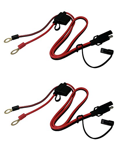 Product Cover Tetra-Teknica MotoBasics Series RHS-01 12V Ring Terminal Harness with Black Fused 2-Pin Quick Disconnect Plug, 2 Feet, 16 Gauge Copper Wire, 10A Fuse, 2 Per Pack