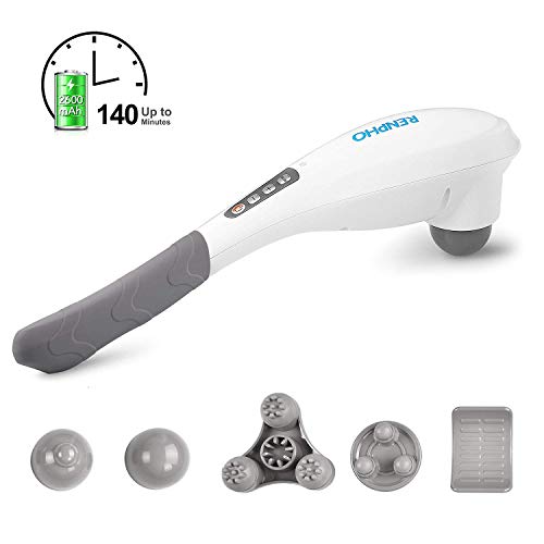 Product Cover RENPHO Rechargeable Hand Held Deep Tissue Massager for Muscles, Back, Foot, Neck, Shoulder, Leg, Calf Pain Relief - Cordless Electric Percussion Full Body Massage with Portable Design - White