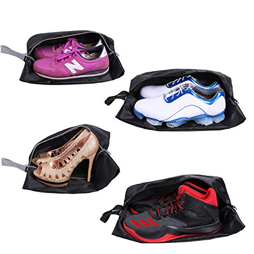 Product Cover YAMIU Travel Shoe Bags Set of 4 Waterproof Nylon with Zipper for Men & Women (Black)