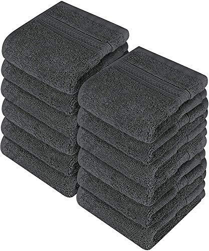 Product Cover Utopia Towels Premium 700 GSM Cotton Washcloths - 12 Pack, Dark Grey, 12 x 12 Inches Extra Soft Wash Cloths