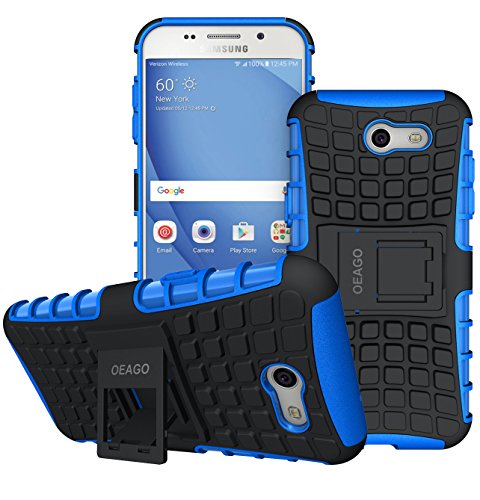 Product Cover OEAGO Samsung Galaxy J3 Emerge / J3 Prime / J3 Eclipse / J3 2017 / J3 Luna Pro / J3 Mission/Sol 2 / Amp Prime 2 / Express Prime 2 Case, Tough Rugged Dual Layer Case with Kickstand (Blue)