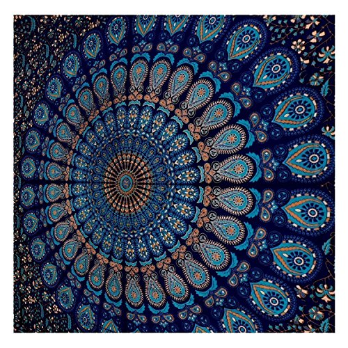 Product Cover GLOBUS CHOICE INC. Blue Tapestry Wall Hanging Mandala Tapestries Indian Cotton Bedspread Picnic Bedsheet Blanket Wall Art Hippie Tapestry