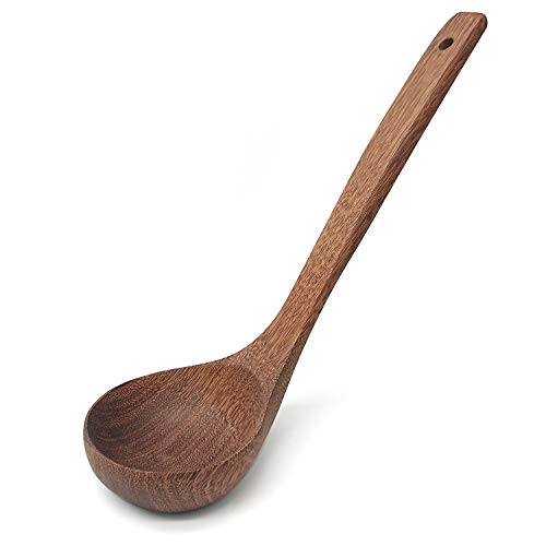 Product Cover AxeSickle Natural Straight Handle Wooden Spoon 10.6 inch Classic Wooden Tableware Kitchen Soup Spoon,Porridge Spoon, Kitchen Sauces Soups Cooking Tools 1pcs.
