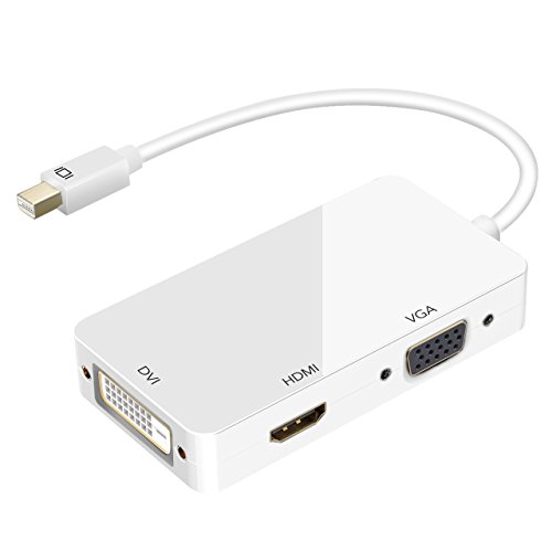 Product Cover VicTsing Mini DisplayPort (Thunderbolt Port Compatible) to HDMI/DVI/VGA Male to Female 3-in-1 Adapter DisplayPort for Mac Book, iMac, Mac Book Air, Mac Book Pro,White