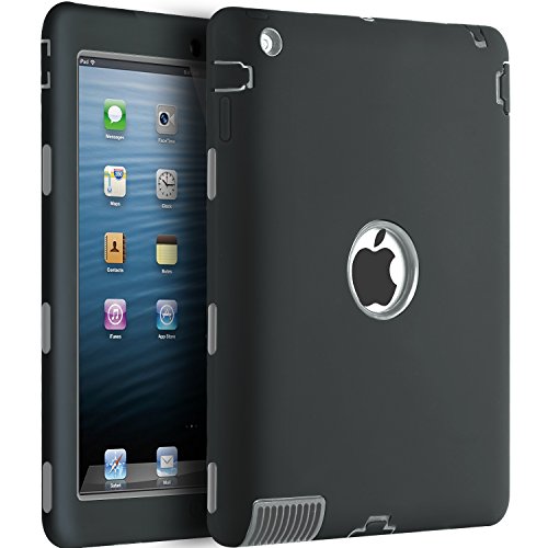 Product Cover iPad 2 Case,iPad 3 Case,iPad 4 Case,BENTOBEN Heavy Duty Rugged Shock-Absorption/High Impact Resistant Hybrid Three Layer Full Body Protective Case Cover for iPad 2/3/4 Retina (Black/Gray)
