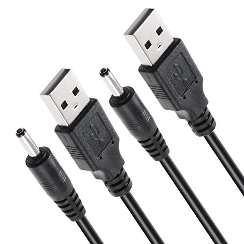 Product Cover TENINYU USB 2.0 A Male to DC 3.5x1.35 mm 5 Volt 24AWG DC Barrel Jack Power Cable 3FT, Black (Max 2.5 Ampere Power Cable, Center PIN Positive), 2Pack