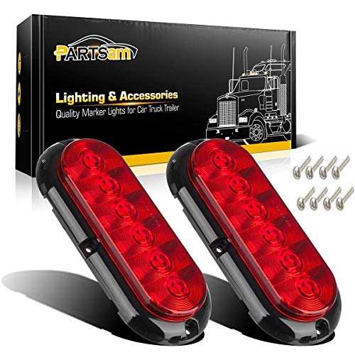 Product Cover Partsam 2PCS Trailer Truck Boat Bus Red LED 6
