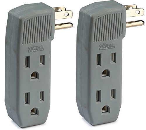 Product Cover 2-Pack 3-Outlet Tap Wall Adapter, Vertical Side-Access, Ac Power Adapter, Multi-Plug for Charging Station, Electronic Video Game, TV, Computer, and Appliances in Kitchen, Household, and Workshops.