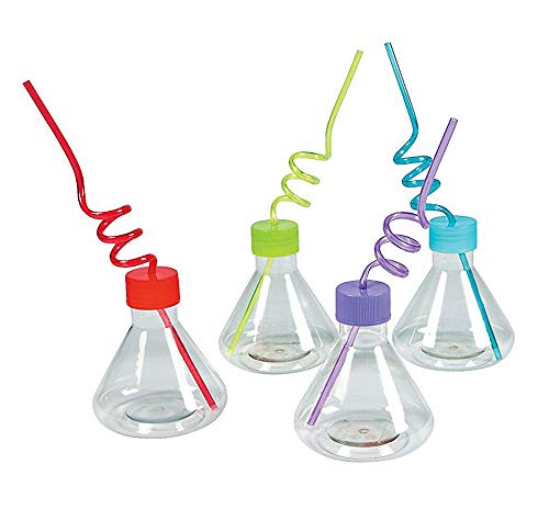 Product Cover 8 science party Cups with silly loop straws - Plastic reusable