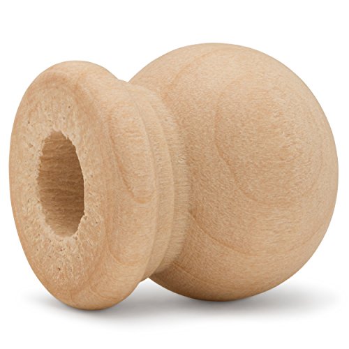 Product Cover Wood Finials - 3/4 Inch Tall with 1/4 Inch Hole - Unfinished Wood Finials for 1/4 Inch Dowel Rods - for Crafts and DIY'ers - Pack of 50 by Woodpeckers