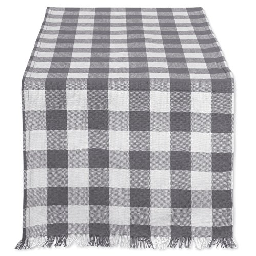Product Cover DII CAMZ37577 HEAVYWEIGHT FRINGED TR CHECK 14X72, Checkers Gray