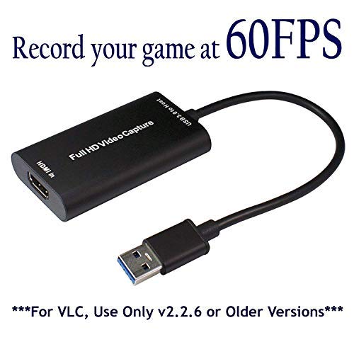 Product Cover Partilink HDMI Video Capture Device USB 3.0 1080P 60 FPS Video & Audio Grabber for Xbox PS4 -for VLC, Use Only v2.2.6 or Older Versions-