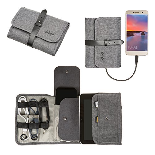 Product Cover Universal Folding Electronics Organizer Bag, Optimum Quality Cable Kit, Gear Pouch and Roll-Up Gadgets Case, Perfect Size and Space for Your Travel Electronics Accessories
