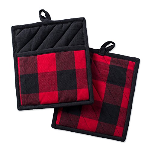 Product Cover DII Buffalo Check Kitchen Collection, Potholders, Red & Black 2 Piece