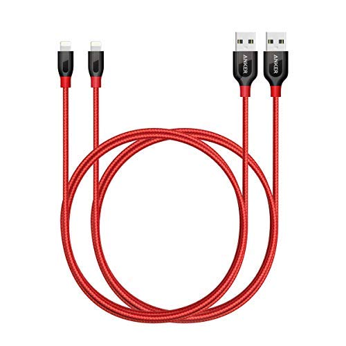 Product Cover [2-Pack] Anker Powerline+ Lightning Cable (6ft) Durable and Fast Charging Cable [Aramid Fiber & Double Braided Nylon] for iPhone X / 8/8 Plus / 7/7 Plus / 6/6 Plus / 5s / iPad and More (Red)