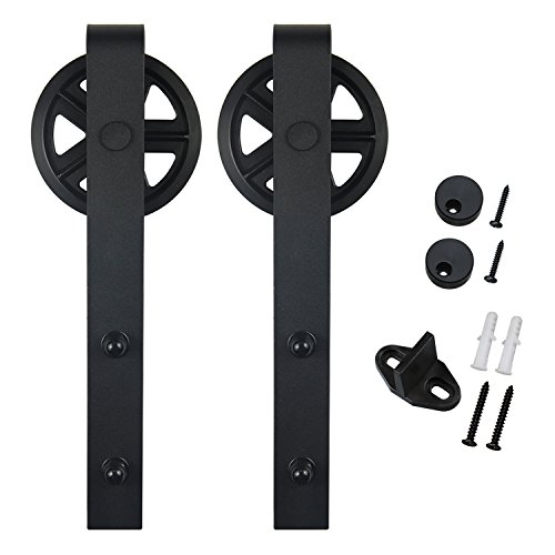 Product Cover SMARTSTANDARD Sliding Barn Door Hardware Rollers 2PCS (Black) (Big Industry Wheel Hangers)