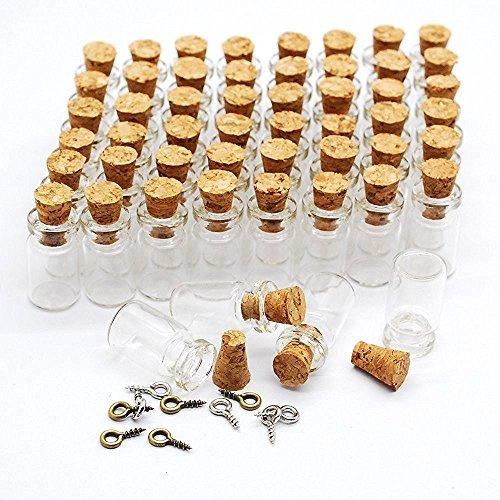 Product Cover CTKcom Minimum 100pcs 0.5ml-Extra Mini Tiny Clear Glass Jars Bottles with Cork Stoppers, Glass Bottles for Decoration, Arts & Crafts, Projects, Party Favors, Minimum 100 Bottles + 100 Screws