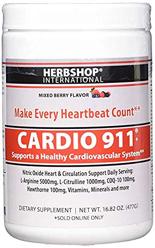 Product Cover New Mixed Berry Flavor Cardio 911 Nitric Oxide Formula - L-Arginine Supplement 5000mg + L-Citrulline 1000mg (16.82 Oz. Powder) - Coq10 100mg - Plus More Heart Health Ingredients