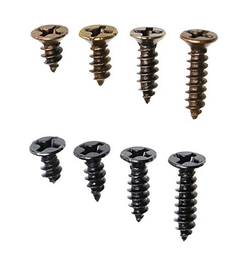 Product Cover Mini Skater 200PCS M3 Cross Flat Head Tapping Wood Screws with Oxide and Wax 4 Size Screws Assortment Kit (Black&Bronze,200pcs)